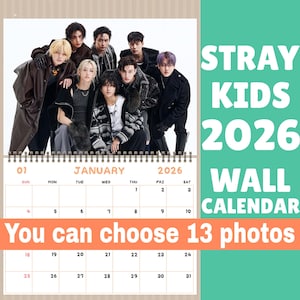 Stray Kids Calendar 2026 Bang Chan/Lee Know/Changbin/Hyunjin/Han/Felix/Seungmin/I.N Wall Calendar 2026 KPOP Calendar 2026
