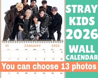 Stray Kids Calendar 2026 Bang Chan/Lee Know/Changbin/Hyunjin/Han/Felix/Seungmin/I.N Wall Calendar 2026 KPOP Calendar 2026