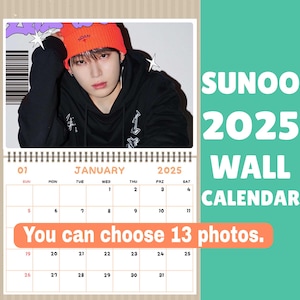 Sunoo Enhypen Calendario de pared 2025, Calendario Sunoo 2025 Regalo de Navidad Sunoo, Enhypen Merch, Regalo Enhypen, Sunoo Enhypen Bias