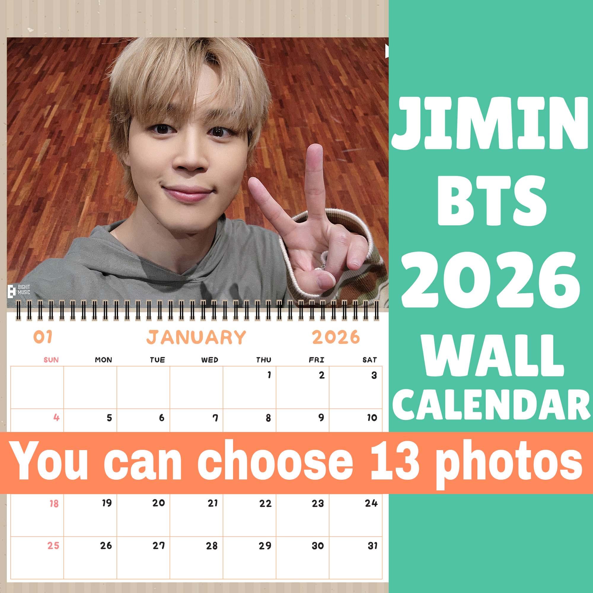 JIMIN BTS Wall Calendar 2026 A3 Size, Kpop Calendar 2026