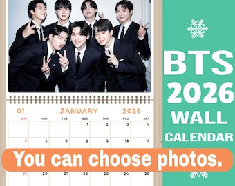 BTS Wall Calendar 2026, rm/jin/suga/j-hope/jimin/jungkook/v Calendar 2026, Christmas Gift, Bts Merch, Bangtan Army Gift, bts Bias, bts gift
