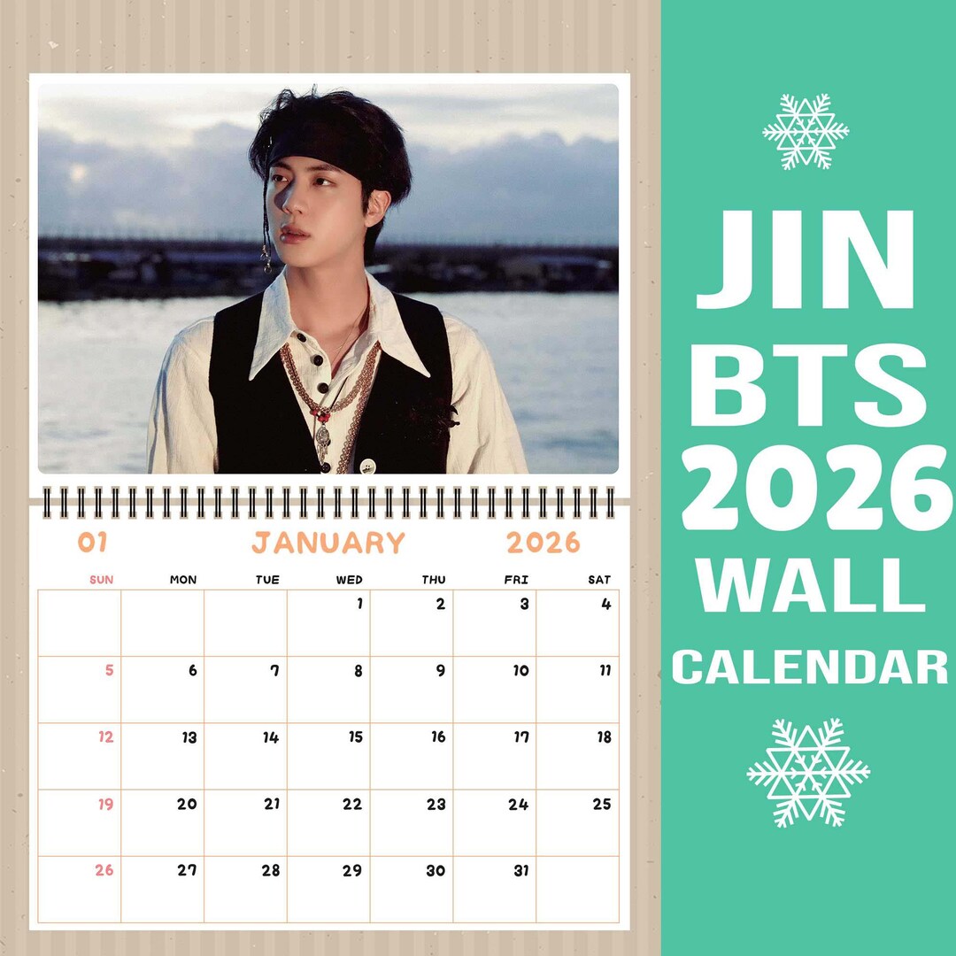 JIN BTS Wall Calendar 2026 A3 Size, Kpop Calendar 2026