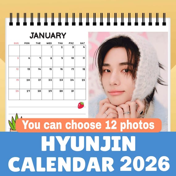 Hyunjin Stray Kids Calendar 2026 : Kpop Desk Calendar (6x8 Inches