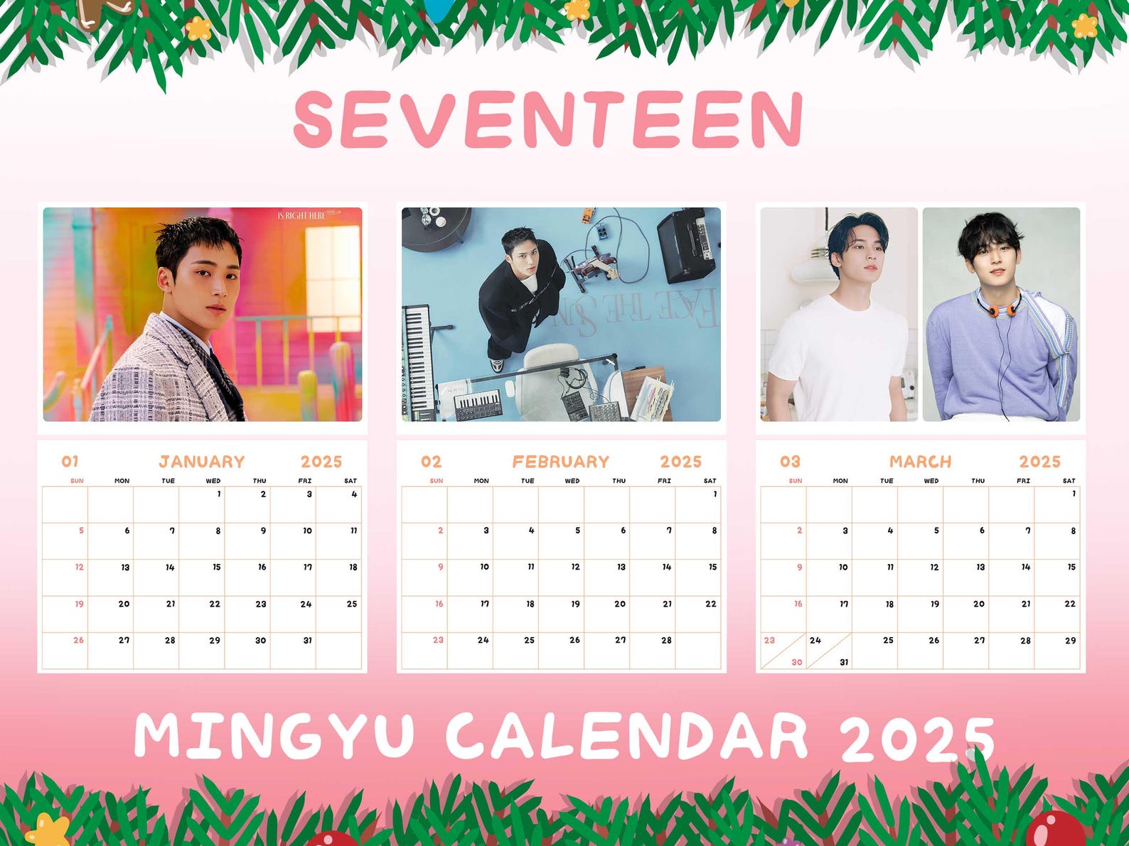 Mingyu Calendar 2025 / Seventeen Calendar 2025 / Mingyu Seventeen Wall