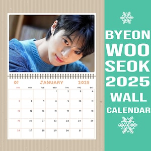 Calendario de Byeon Woo Seok 2025 / Calendario de pared de Byeon Woo Seok 2025 Regalos de drama coreano Inicio en domingo y inicio en lunes Tamaño A3