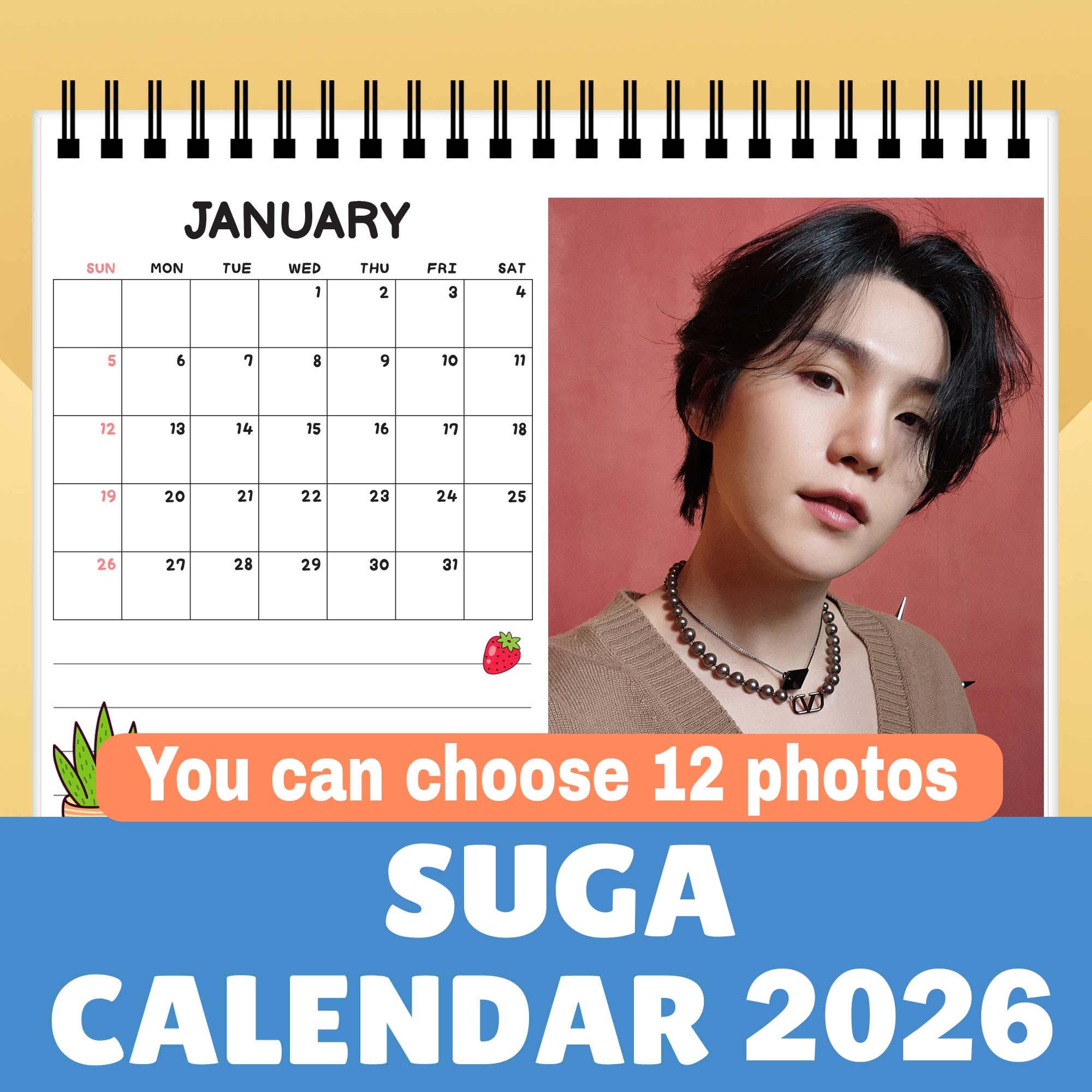 SUGA BTSカレンダー 2026 デスクカレンダー サイズ 6*8インチ