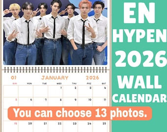 Enhypen 2026 Wall Calendar: K-Pop Group, Personalized Photo