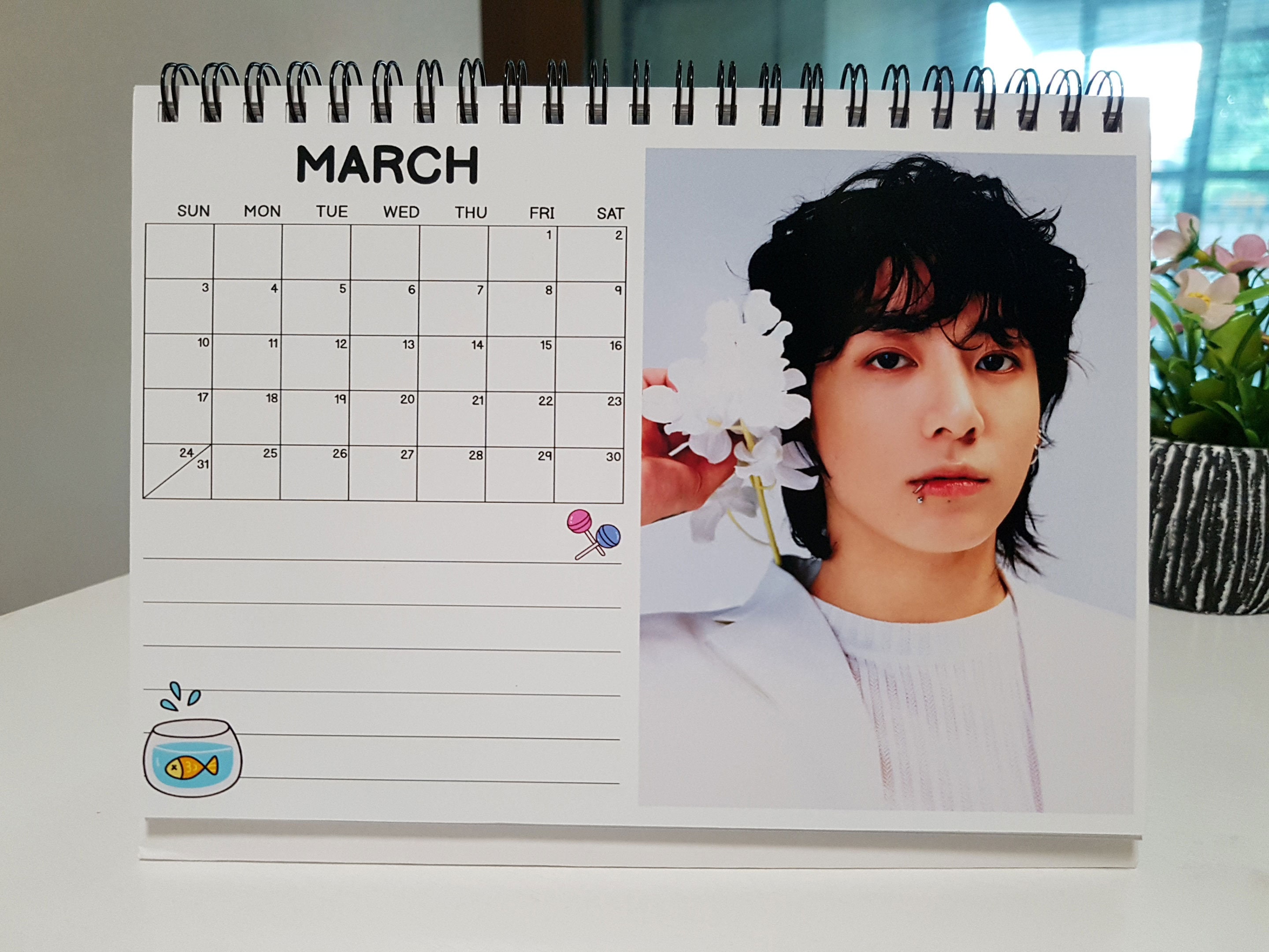 JUNG KOOK Calendar 2024/BTS Calendar 2024 Desk Calendar Size 68 Inches
