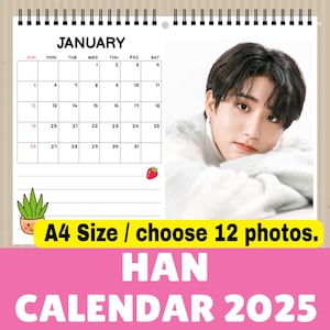 Han Stray Kids Wandkalender 2025 Größe A4 Kpop Kalender 2025, Han Weihnachtsgeschenk, Stray Kids Merch, Geschenk, Han Bias