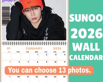 Calendario de pared Sunoo Enhypen 2026: regalo para ídolos del K-Pop