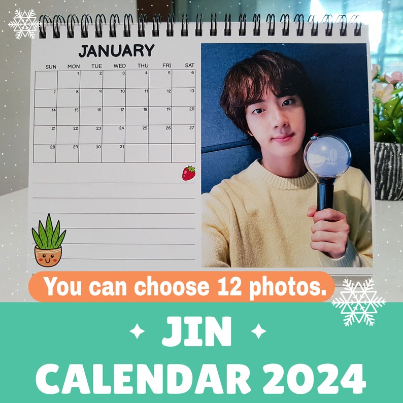 JIN Calendar 2024/BTS Calendar 2024 Desk Calendar Size 68 Inches You