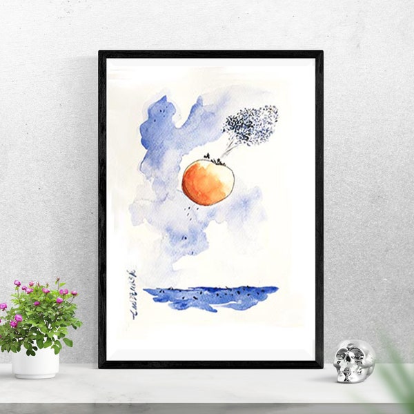 James And The Giant Peach Download, Instant Download Art, Watercolor Art, Painting Clip Art, Wall Art Painting, Digital Clip Art, Children