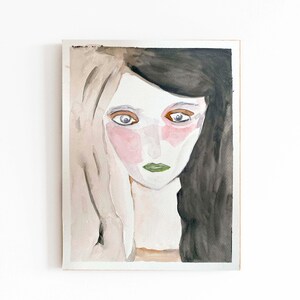 Woman Abstract Portrait, Watercolor Face Art, Modern Feminine Wall Art, Boho Chic Home Decor, Unique Special Gift, Large Instant Download