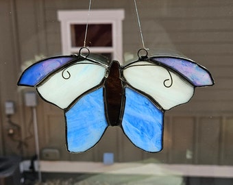 Butterfly stained glass window hanging.   READY TO SHIP!