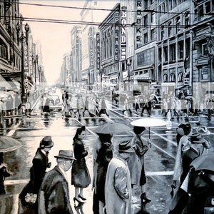 Rainy Day in Downtown Los Angeles 1940&#39;s - Original Artwork Download File