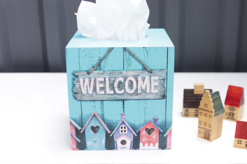 Welcome Tissue Box Holder Ready For Shipping Square Tissue Etsy