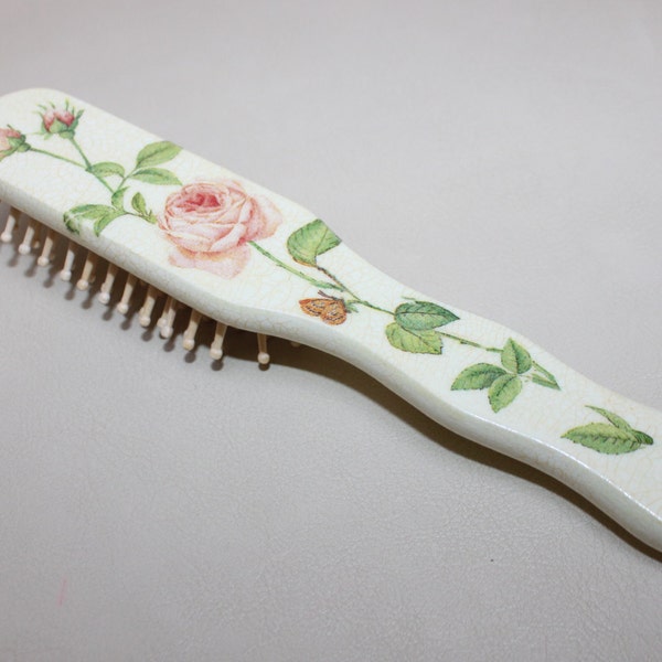 Rose Wooden Hairbrush,  Gift for Bridesmaids, Perfect Gift for your Girlfriend, Lady