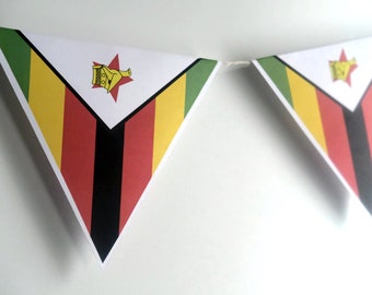 Simbabwe Flagge, Afrikanische Nation Flaggen für Klassenzimmer, Events, Dreieck Wimpelkette, Banner Display - Ausdrucke, digitaler Download