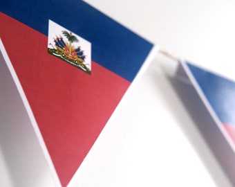 Haiti Flag, Caribbean Island, Flags for Classroom, Events, Triangle Bunting, Banner Display - Printables, Digital Download