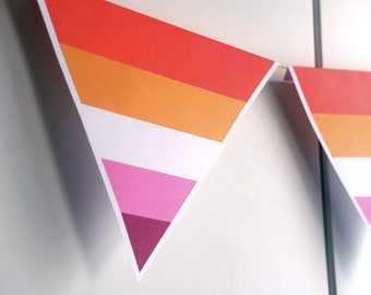 Lesbian Pride Bunting Flag, Triangle Bunting, Banner Display - Printables, Digital Download