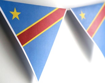 Democratic Republic of the Congo (DRC) Flag, African Nation Flags for Classroom, Events, Triangle Bunting, Banner Display - Digital Download