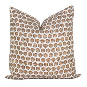 Pillow cover, Silk Matka Copper, geometric, oatmeal backing, Orange Olive Studio pillow