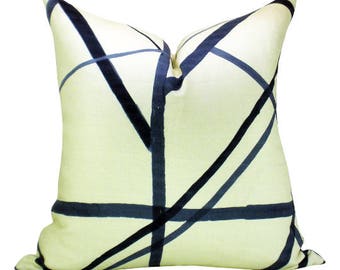 Pillow cover, Channels Periwinkle, geometric stripe, Orange Olive Studio pillow