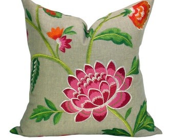 Pillow cover, Carla Rose Indien, floral embroidery, Orange Olive Studio pillow