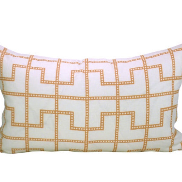 Pillow cover, Bleecker Spark, lumbar, geometric, Orange Olive pillow