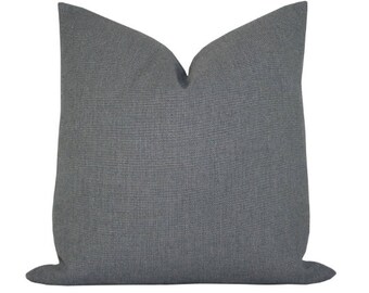 Outdoor pillow cover, Cap Ferrat Weave in Oxford Grey, solid, Orange Olive Studio pillow