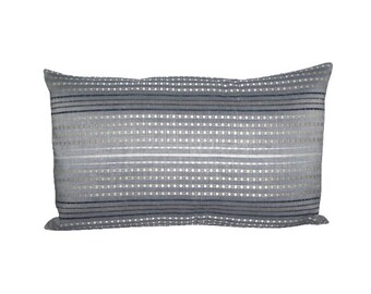 Pillow cover, Zurich Grey, woven stripe, lumbar, Orange Olive Studio pillow