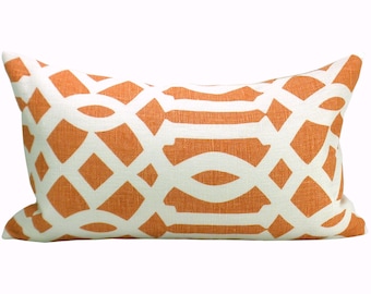 Pillow cover, Imperial Trellis Mandarin, lumbar, geometric, Orange Olive Studio pillow