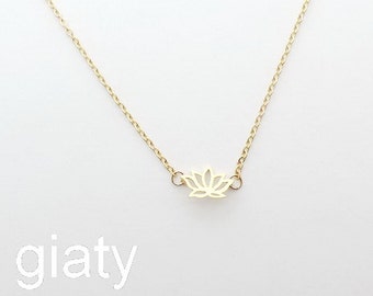 35% Off Mother’s Day Sale Lotus Charm Necklace, Small Charm Necklace, Dainty Necklace, Dainty Lotus Charm Necklace, Bridesmaid Gift