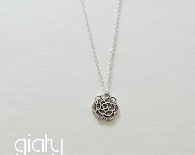 Small Rose Necklace Dainty Rose Flower Necklace Delicate Rose Necklace