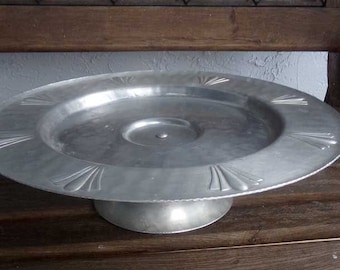 Lazy Susan, vintage Lazy Susan, Everlast hand forged aluminum Lazy Susan, cake pedestal, pedestal cake display, aluminum lazy susan