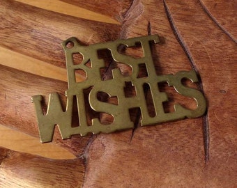Best wishes, brass gift tag, Vintage brass Best Wishes gift tag, best wishes gift tag