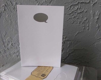 Blank greeting cards, word balloon cards, white blank greeting cards, speech balloon greeting cards 24 cards and envelopes