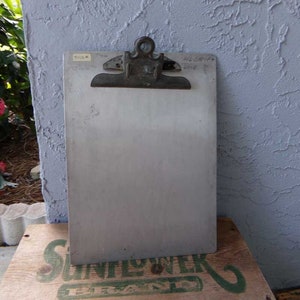 Vintage aluminum clipboard, metal clipboard, The Elbe Line clipboard, vintage office supplies, clipboard