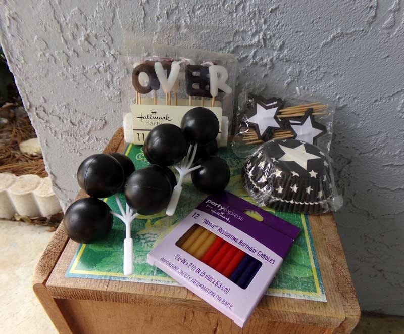 Black cake decorations Over The Hill cake decorations black cupcake liners black and white cake decorations cake candles