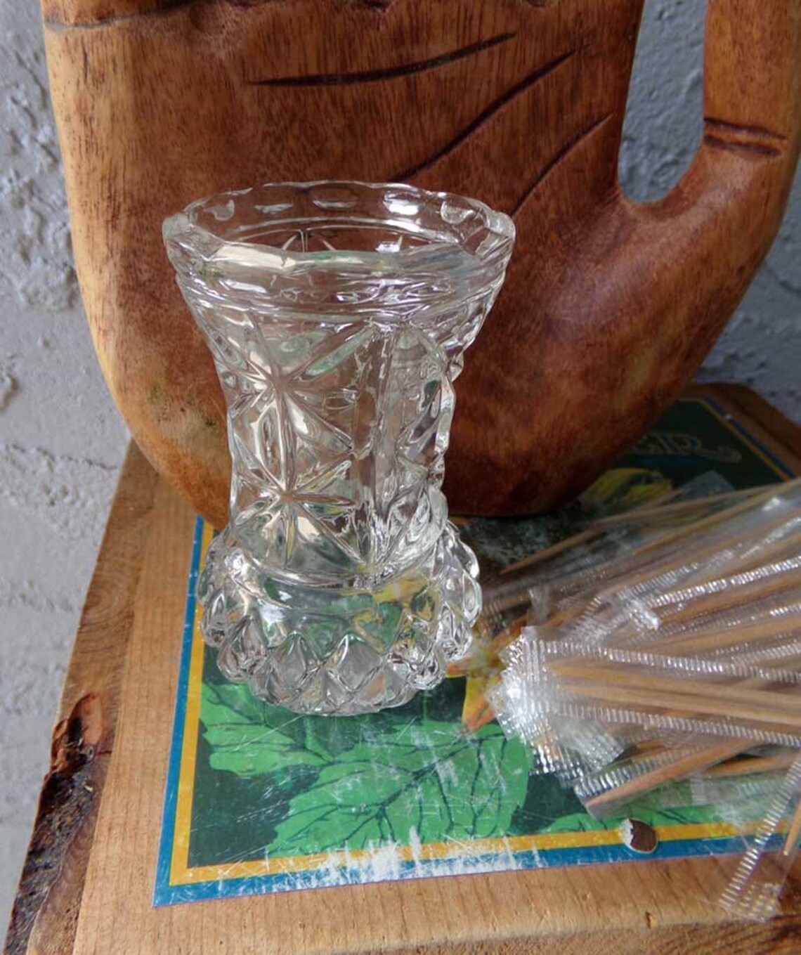 Glass Toothpick Holder Vintage Glass Toothpick Holder Cut Etsy