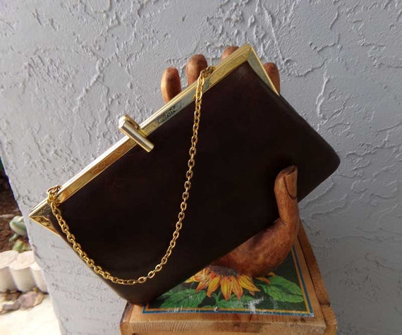 Vintage brown leather handbag, Etra handbag, brow… - image 5