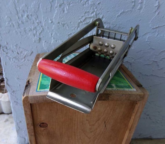 Vintage Potato Slicer French Fry Cutter Manual Kitchen Gadget Red