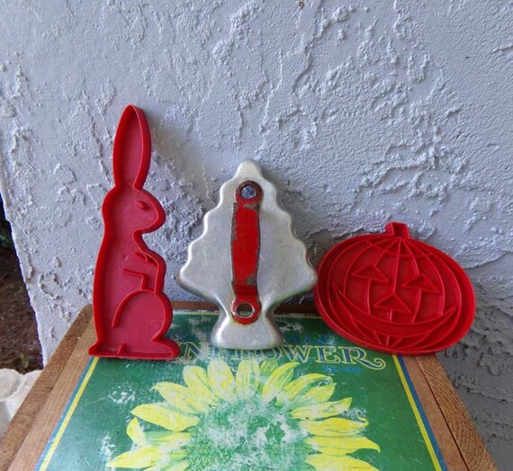 Vintage holiday cookie cutter set red cookie cutters red Etsy