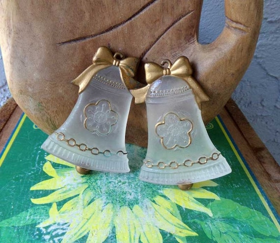 Bell ornaments, Gold bells, christmas bell ornaments, wedding bells, christmas bells, bell ornaments, wedding cake toppers, set of 2