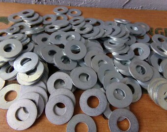 Washers, vintage washers, jewelry supplies, metal washers, Washer lot galvanized steel, 177 pieces