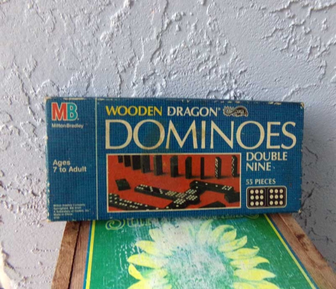 Milton Bradley Double Nine Dominoes Wooden Dragon Dominoes Vintage milton-bradley-double-nine-dominoes-wooden-dragon-dominoes-vintage