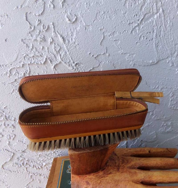 Car valet brush, vintage clothes brush with case, 