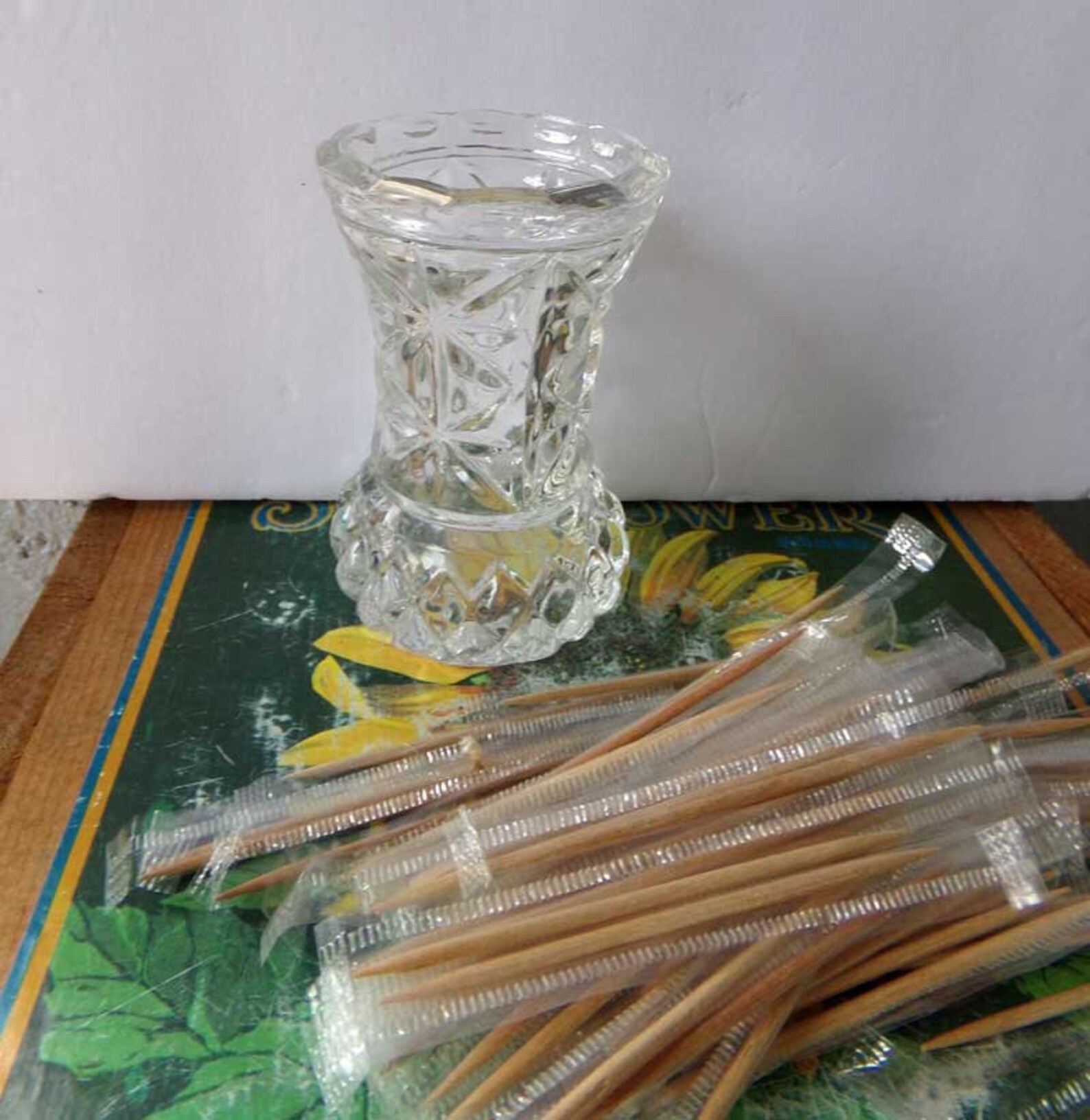 Glass Toothpick Holder Vintage Glass Toothpick Holder Cut Etsy