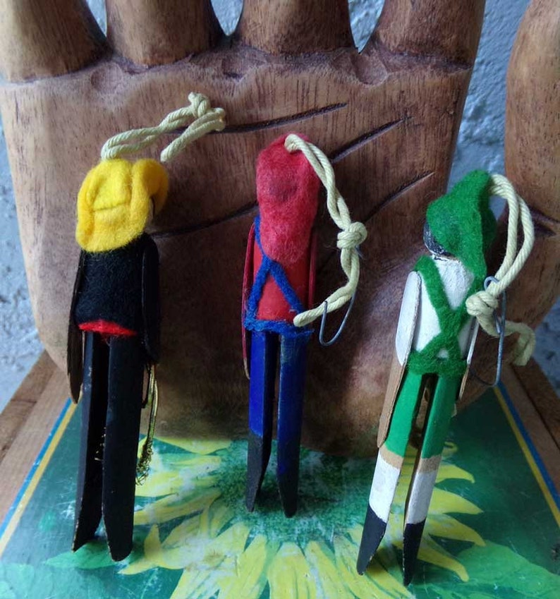 Clothespin people ornaments vintage clothespin ornaments clothespin ornaments clothespin characters vintage cowboy ornament set of 3