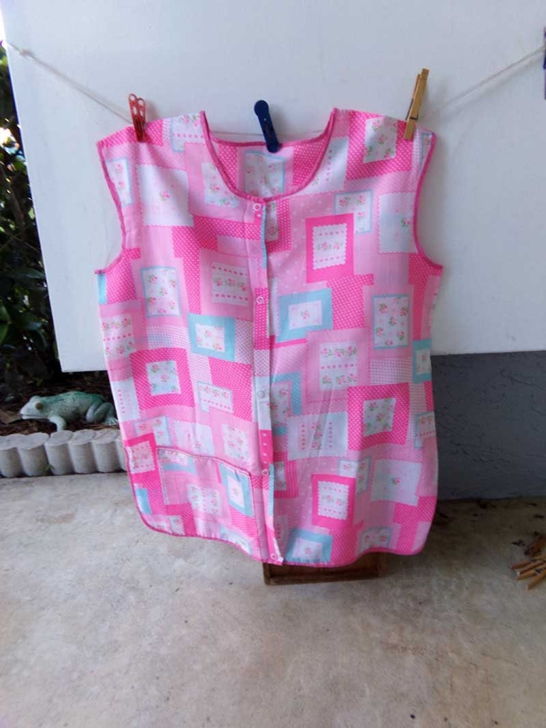 Pink Cotton Smock Apron Smock Apron Vintage Smock Apron Etsy